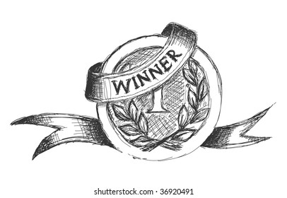 Hand drawn medal. Vector illustration.
