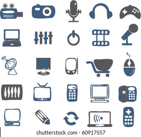 hand drawn media signs. vector