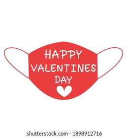Hand drawn medical face mask with lettering and heart vector illustration. Valentine's day.