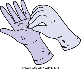 Hand Drawn medical gloves illustration isolated on background