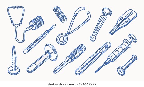 Hand drawn Medical Instruments A Detailed Set of Illustrations for Healthcare Professionals