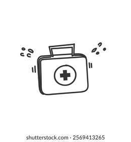 hand drawn medical kit in doodle style