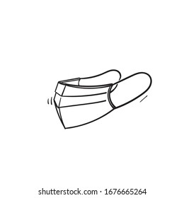 hand drawn medical mask illustration with doodle style vector isolated