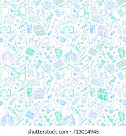 Hand drawn Medicine doodle. vector seamless pattern