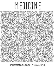 Hand drawn Medicine elements, seamless logo , doodles elements, seamless background. sketchy illustration 