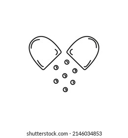Hand drawn medicine icon. Medical sketch collection. Healthcare, pharmacy doodle icon. Vector illustration.