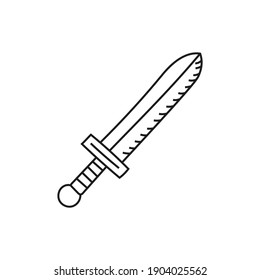 Hand drawn medieval sword. Vector illustration in sketch style on a white background.