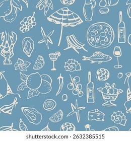 Hand drawn mediterranean elements background