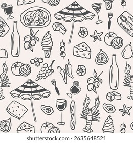 Hand drawn mediterranean vacation background