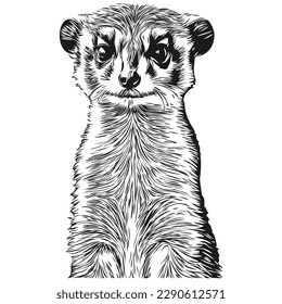 Hand drawn Meerkat on a white background, Meerkats
