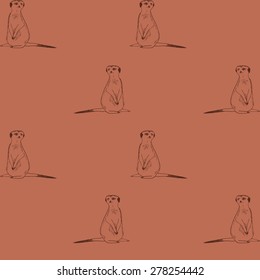 hand drawn meerkat seamless pattern