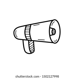 Hand drawn Megaphone isolated on a white. Sketch. Vector illustration.