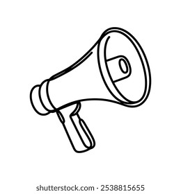 Hand drawn megaphone represents announcements, communication, and sharing information