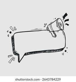 Hand drawn Megaphone with Speech Bubble Announcement Illustration