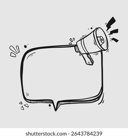 Hand drawn Megaphone and Speech Bubble Announcement Illustration