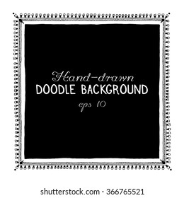 Hand drawn mehndi doodle background with ethnic indian ornamental frame. Vector illustration.