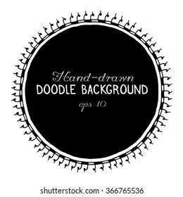 Hand drawn mehndi doodle background with ethnic indian ornamental frame. Vector illustration.