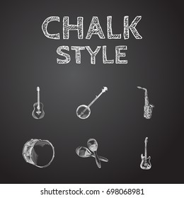 Hand Drawn Melody Sketches Set. Collection Of String Instrument, Rock, Sax And Other Sketch Elements.
