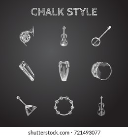 Hand Drawn Melody Sketches Set. Collection Of Timpano, Drum, Trombone And Other Sketch Elements.