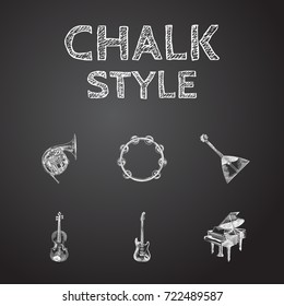 Hand Drawn Melody Sketches Set. Collection Of Rock, Chord, Timbrel And Other Sketch Elements.