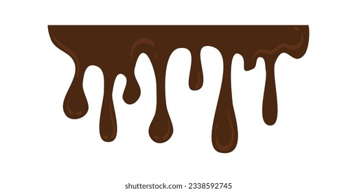 Hand Drawn Melting Choco Illustration. Chocolate drops and blots. Isolated seamless repeatable melted brown and white chocolate flow down