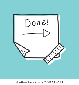 Hand drawn memo paper sheet icon in flat style. Sticky note vector illustration on isolated background.  To do list sign business concept.