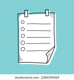 Hand drawn memo paper sheet icon in flat style. Sticky note vector illustration on isolated background.  To do list sign business concept.