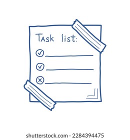 Hand drawn memo paper sheet icon in flat style. Sticky note vector illustration on isolated background.  To do list sign business concept.
