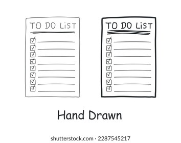 Hand drawn memo paper sheet icon in flat style. Sticky note vector illustration on isolated background.  To do list sign business concept.