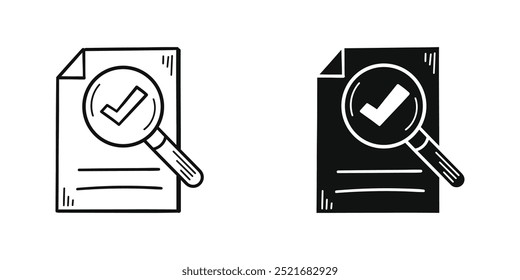 Ícone de folha de papel para memorando desenhado à mão em estilo plano. Ilustração de vetor de lista de verificação em plano de fundo isolado. Conceito comercial de assinatura de lista de tarefas pendentes.