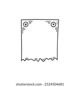 Hand drawn memo paper sheet icon in flat style. Doodle sketch vector illustration on isolated background. Doodle page sign business concept.