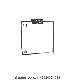 Hand drawn memo paper sheet icon in flat style. Doodle sketch vector illustration on isolated background. Doodle page sign business concept.