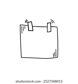 Ícone de folha de papel para memorando desenhado à mão em estilo plano. Desenhar ilustração de vetor de esboço em plano de fundo isolado. Conceito comercial de sinal de página de doodle.