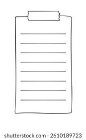 Hand drawn memo paper sheet, sticky note, reminder, to do list, sticky tape. Bullet journal elements in line art doodle style.