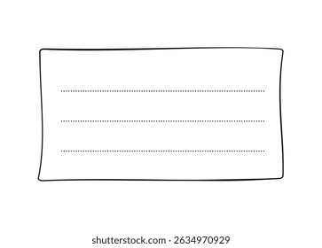 Hand drawn memo paper sheet, sticky note, reminder, to do list, sticky tape. Bullet journal elements in line art doodle style.