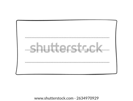 Hand drawn memo paper sheet, sticky note, reminder, to do list, sticky tape. Bullet journal elements in line art doodle style.