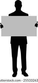 Hand drawn men holding sign silhouette illustration