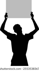 Hand drawn men holding sign silhouette illustration
