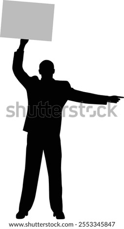 Hand drawn men holding sign silhouette illustration