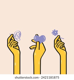 Hand Drawn Mental Health Day And Feelings Icon Set Vector Design.