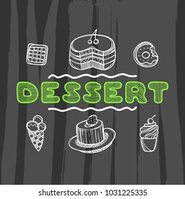 Hand drawn menu for cafe with food. Sketch concept illustration. Linear graphic. Food flyer.