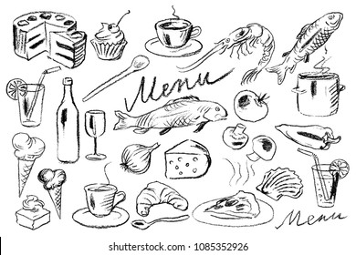 hand drawn menu doodles