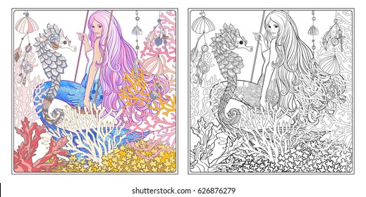 Download Mermaid Colouring High Res Stock Images Shutterstock