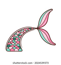 Hand drawn mermaid tail. Vector illustration