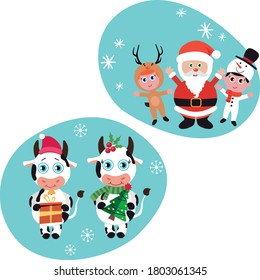 Hand drawn of Merry Christmas Collections. Vector Illustration.	