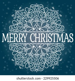 Hand Drawn Merry Christmas Decoration Of Calligraphic Design Element, vector illustration.