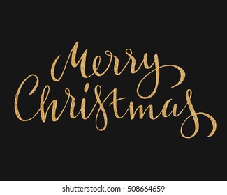 hand drawn Merry Christmas lettering.