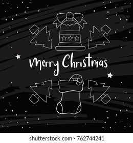 hand drawn merry christmas on chalkboard
