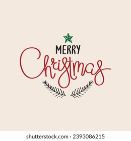 Hand Drawn Merry Christmas Text Vector Design.