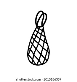 Hand drawn mesh bag in doodle style. Vector stock illustration. Eco bag, market shopper.